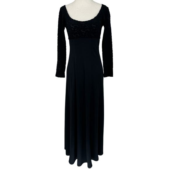 Vintage 70's Maxi Dress Womens XS Black Long Sleeve Event Party Whimsigoth - Picture 1 of 10